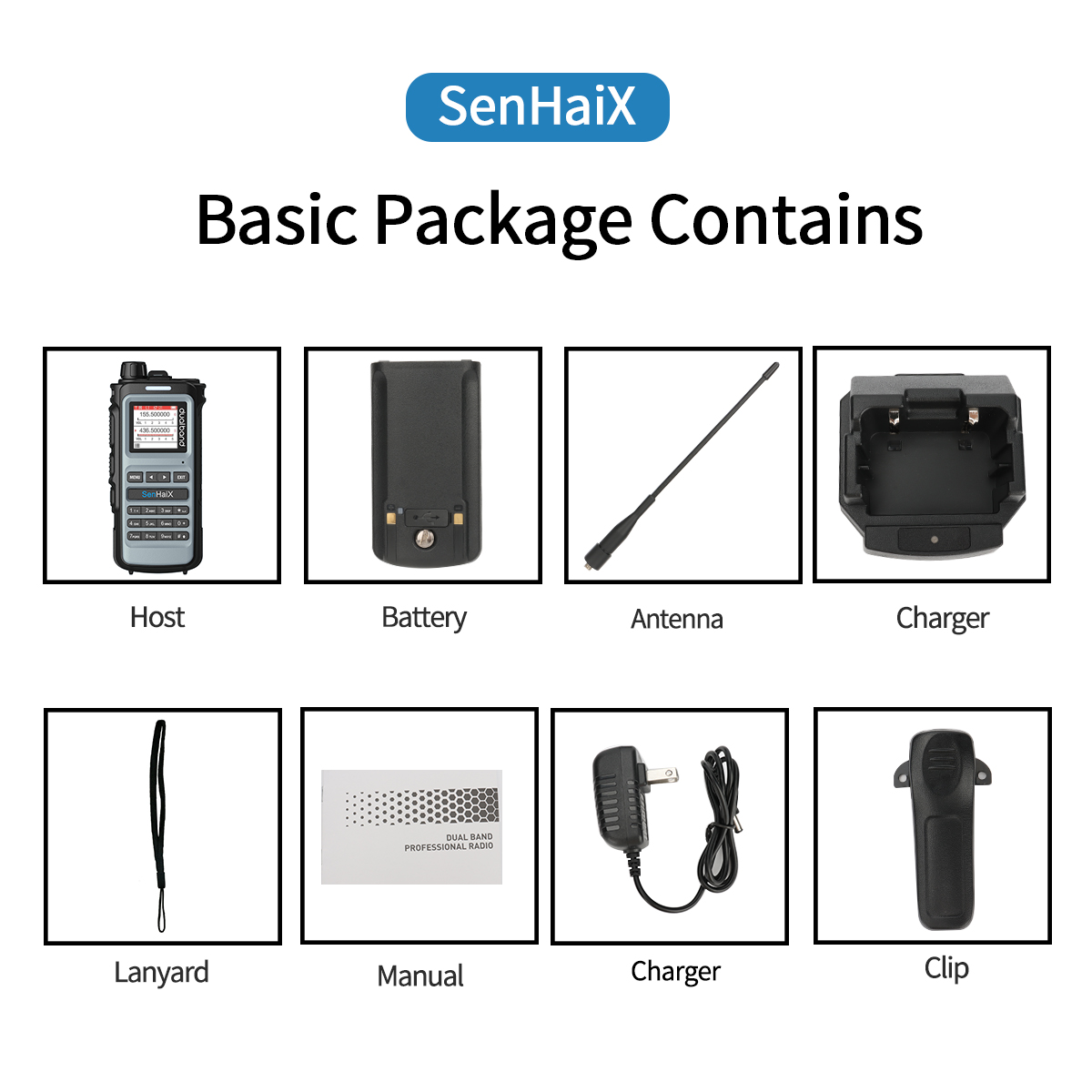 SENHAIX GP8600 Dual Band Ham Radio - 5W, 128 Channels, USB-C, Waterproof