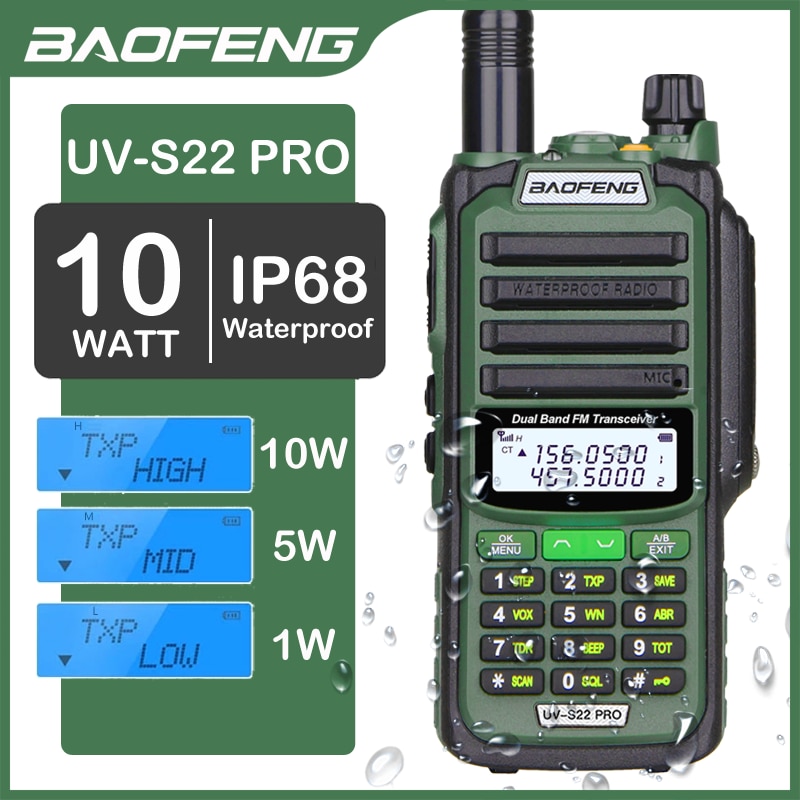Baofeng UV-S22 Pro Walkie Talkie Waterproof IP68 Type-c Charger ...
